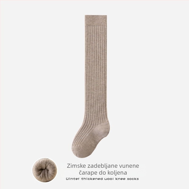 Dječje čarape iznad koljena za djevojčice, s flis podstavom, Jacquard pletenje, polyester, srednja debljina, zima