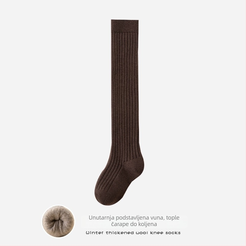 Dječje čarape iznad koljena za djevojčice, s flis podstavom, Jacquard pletenje, polyester, srednja debljina, zima