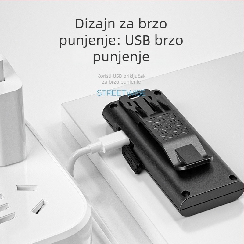 Prijenosna COB LED svjetiljka s četiri razine osvjetljenja, ručno punjenje, ABS kućište, baterija 800–5000 mAh, domet zrake 100–200 m