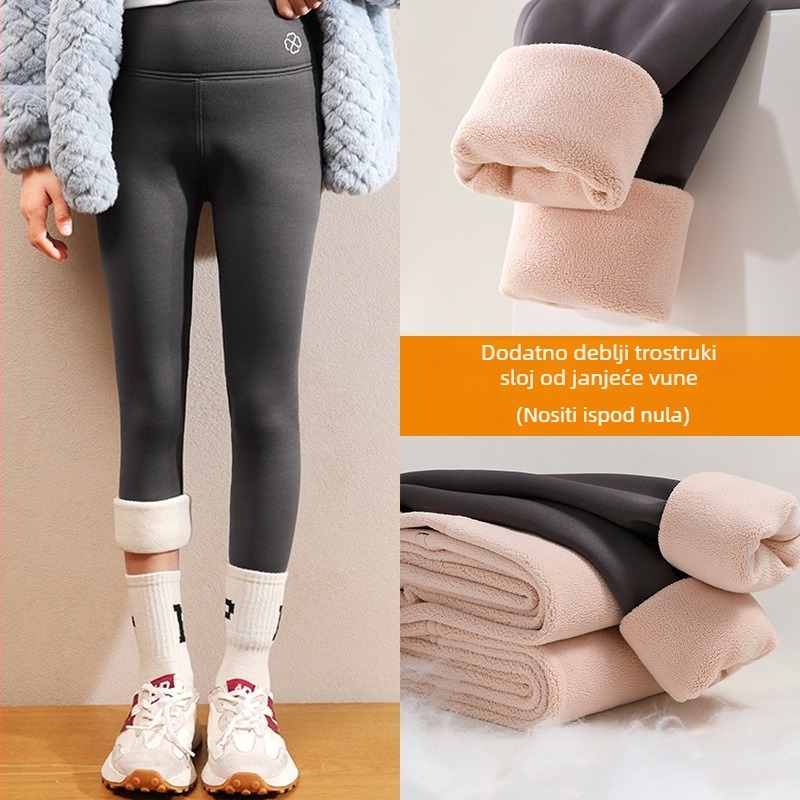 Djevojački leggings u shark stilu s visokim pojasom, 78% poliester, elastični pojas, pune dužine, proljeće i jesen, za djecu od 8 godina