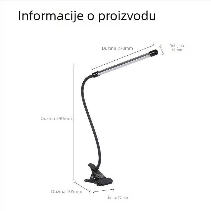 Lampa za nokte s klipom za stol s dugim ramenom i zaštitom očiju — USB napajanje, CRI ≥95