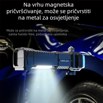 Automobilska hitna svjetiljka, višenamjenska, vodootporna, 100-240 lm, domet 100-200 m, napajanje baterijom, uključena punjač