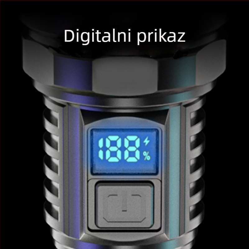 Ručna baterijska svjetiljka 10W, 300 lm, domet 200 m, IP6, USB-C punjenje