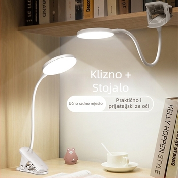 LED Clip stolna lampa s USB punjenjem i plug-in, dodirno upravljanje, tri režima boje temperature, za čitanje na radnom stolu