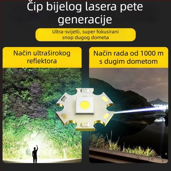 LED ručna svjetiljka, 30W, 5400mAh punjiva baterija, do 500 m dometa, trajanje 4-10 sati, Power Bank funkcija