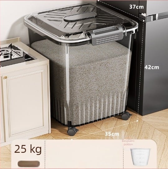Kutija za skladištenje riže i žitarica — zaštita od vlage i insekata; materijal: PP plastika; zapremina: 10 L ili više; stil: moderni minimalisticki