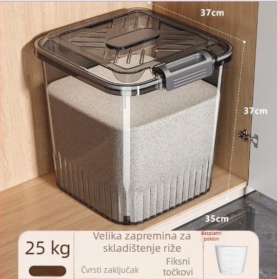 Kutija za skladištenje riže i žitarica — zaštita od vlage i insekata; materijal: PP plastika; zapremina: 10 L ili više; stil: moderni minimalisticki