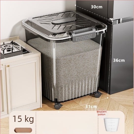 Kutija za skladištenje riže i žitarica — zaštita od vlage i insekata; materijal: PP plastika; zapremina: 10 L ili više; stil: moderni minimalisticki