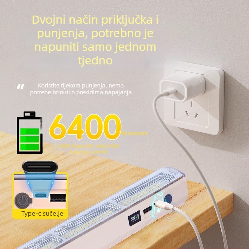 Stolna lampa za učenje s zaštitom očiju, punjiva s ugrađenom litijskom baterijom, magnetska lampica za čitanje, promjenljiva jačina svjetla i prilagodljiva temperatura boje