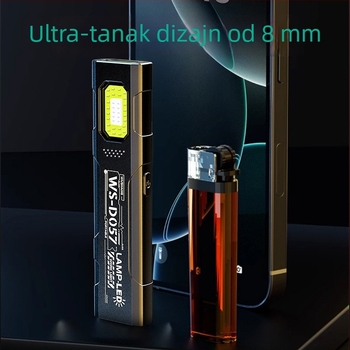 Kompaktna magnetska COB LED baterijska svjetiljka, ultratanki dizajn, napajanje putem punjenja, 3W, baterija 400 mAh, domet do 50 m