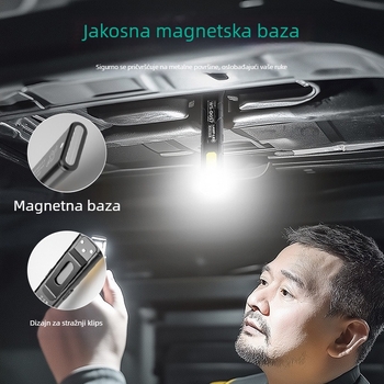 Kompaktna magnetska COB LED baterijska svjetiljka, ultratanki dizajn, napajanje putem punjenja, 3W, baterija 400 mAh, domet do 50 m