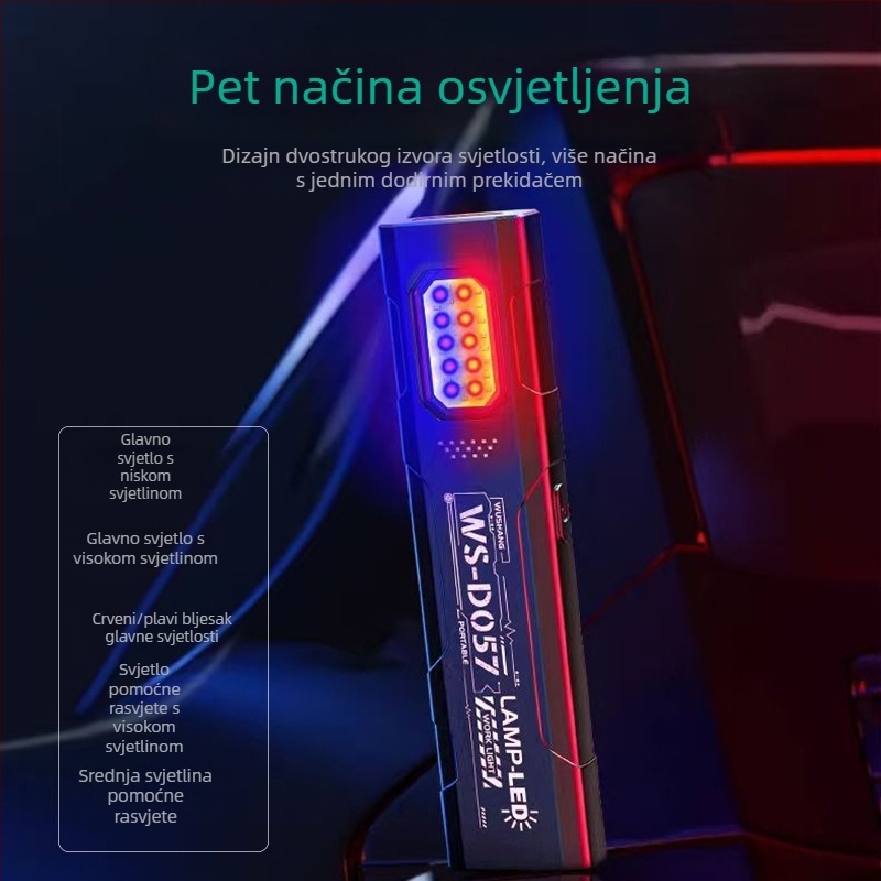 Kompaktna magnetska COB LED baterijska svjetiljka, ultratanki dizajn, napajanje putem punjenja, 3W, baterija 400 mAh, domet do 50 m