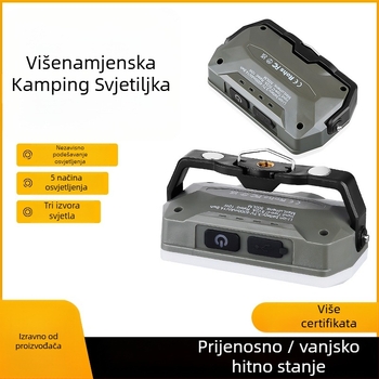 Kamping lanterna, višenamjenska i prijenosna, dugotrajna punjiva svjetiljka za hitne situacije s magnetskim držačem (LED, punjiva, 3.7V, prekidač na pritisak)