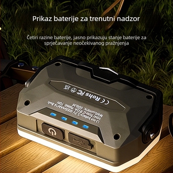 Kamping lanterna, višenamjenska i prijenosna, dugotrajna punjiva svjetiljka za hitne situacije s magnetskim držačem (LED, punjiva, 3.7V, prekidač na pritisak)