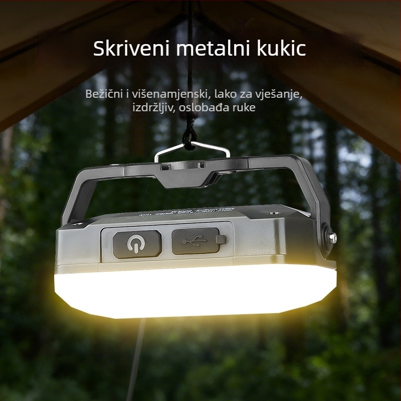 Kamping lanterna, višenamjenska i prijenosna, dugotrajna punjiva svjetiljka za hitne situacije s magnetskim držačem (LED, punjiva, 3.7V, prekidač na pritisak)