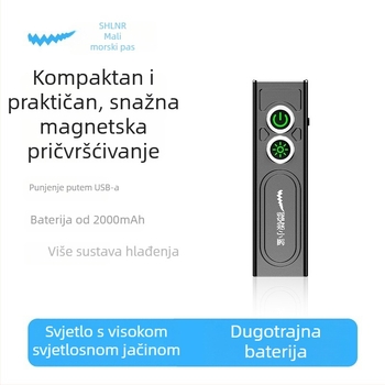 Smiling Shark vanjska LED svjetiljka – aluminijska legura, UV detekcija, punjiva baterija 800–5000 mAh, domet 100–200 m, ručni pogon