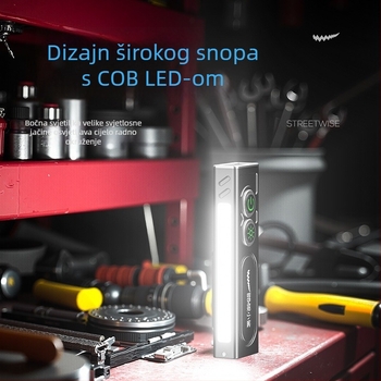 Smiling Shark vanjska LED svjetiljka – aluminijska legura, UV detekcija, punjiva baterija 800–5000 mAh, domet 100–200 m, ručni pogon