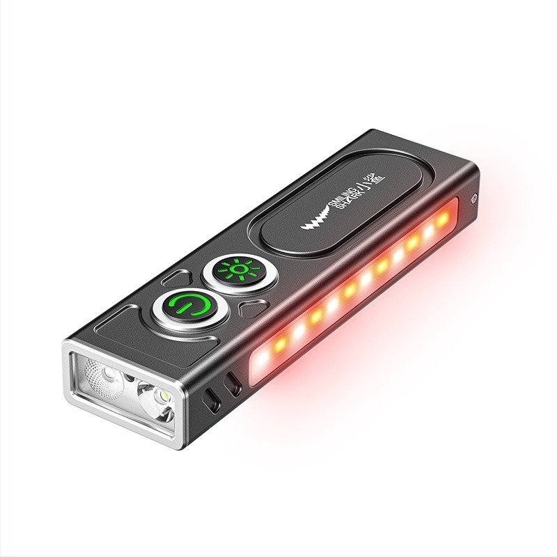Smiling Shark vanjska LED svjetiljka – aluminijska legura, UV detekcija, punjiva baterija 800–5000 mAh, domet 100–200 m, ručni pogon