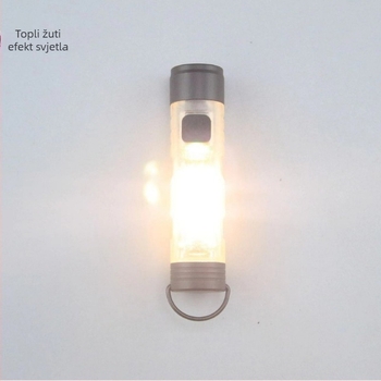 Mini lampica za ključeve — LED, 10W, polymer litij baterija, ručno napajanje, domet snopa 100–200 m