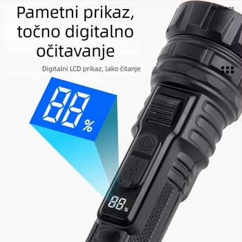 LED baterijska svjetiljka sa snažnim svjetlom i laserom, vanjska napajanja COB radna svjetiljka, 1200mAh, 10W, domet 200–500 m, višenamjenska