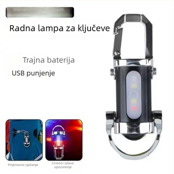 LED svjetiljka za ključeve, punjiva, hitna funkcija - Kapacitet baterije 400, Snaga 5, Domet 100–200 m, Vrijeme trajanja baterije 2–3 h