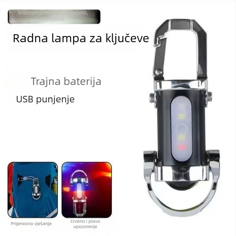 LED svjetiljka za ključeve, punjiva, hitna funkcija - Kapacitet baterije 400, Snaga 5, Domet 100–200 m, Vrijeme trajanja baterije 2–3 h