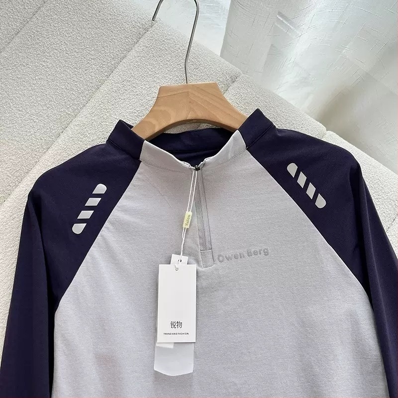 Majica od pamuka i poliestera, kontrastni uzorak, dugi rukavi, slobodan kroj, ležerni stil