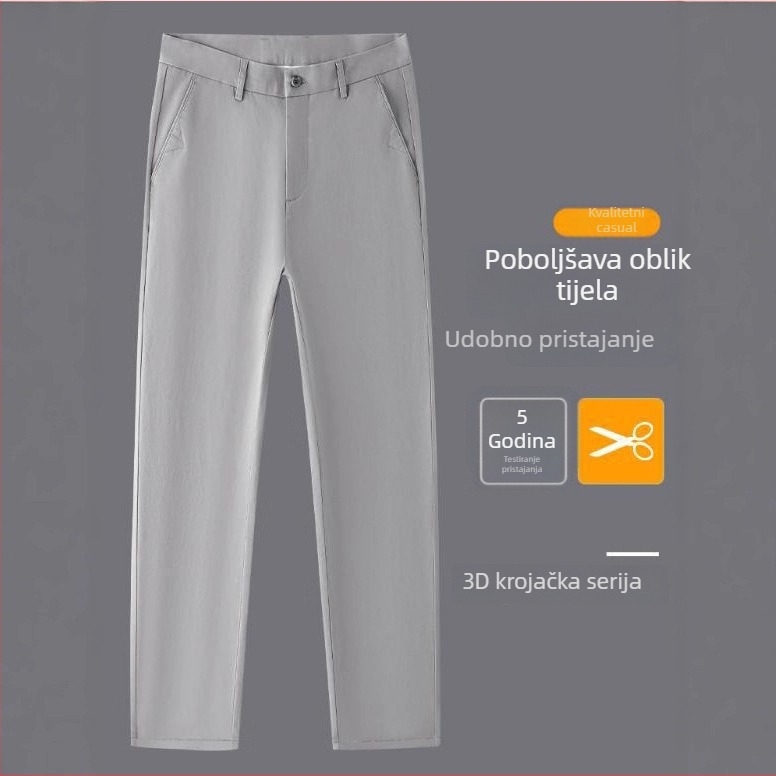 Muške casual hlače od pamuka, srednji visok struk, ravni kroj, zip, debeli materijal, 97.8% pamuk + 2.2% elastan