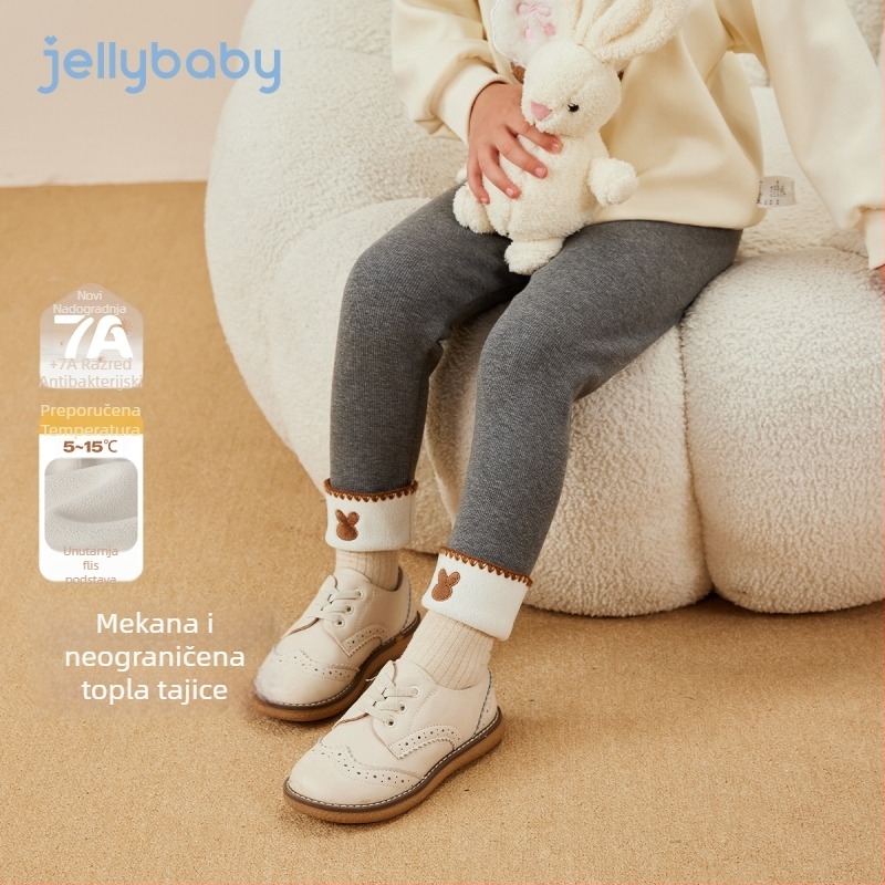 Antibakterijske dječje tajice za jesen-zimu za vanjsku odjeću, srednji pojas, viskoza-pamučno-elastanska smjesa, dvostruki sloj tkanine (55/36/9 i 46/45/9), gumeni pojas, opušten stil