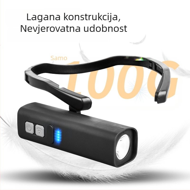 Vanjska ušna čelna lampa, punjiva LED, 5W, 800 mAh, 360° rotacija, domet ispod 50 m