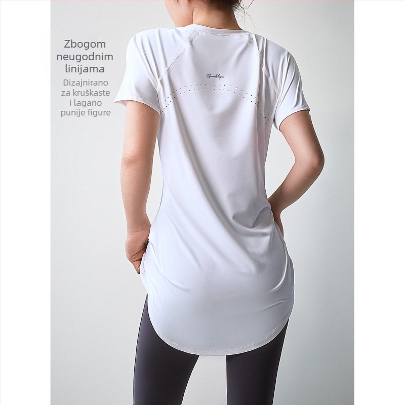 Sportska majica kratkih rukava, okrugli izrez, poliester tkanina, sadržaj 90–95% poliester, casual stil