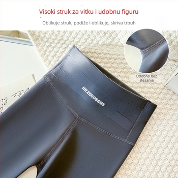 Joga hlače za djevojčice s flisom, najlon 75,4%, visok struk, duljina 9/10, elastični pojas