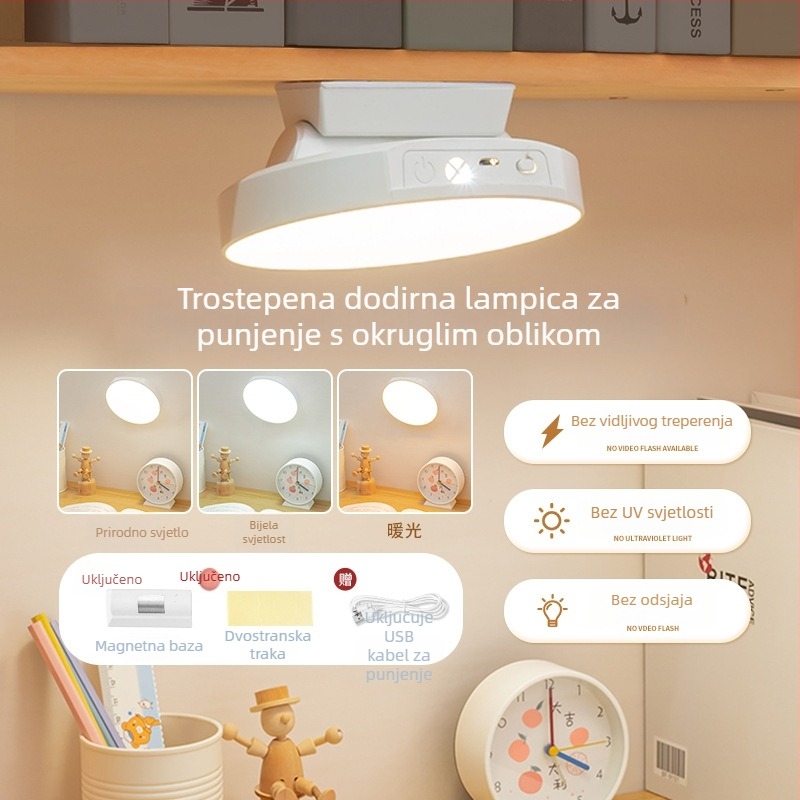 LED stolna lampa za oči s dodirnim prekidačem, ugrađena litijska baterija, CRI ≥95, niska napetost ≤36V, moderno studijsko svjetlo s noćnim osvjetljenjem