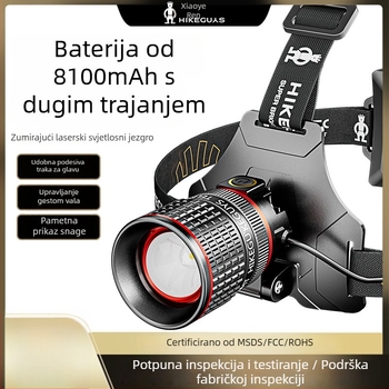 Čelna LED lampica 30W, vodootporna, domet 500 m+, baterija 18650, punjiva, 360° rotacija, ručno napajanje, za noćni ribolov i istraživanje
