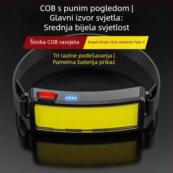 Čelna COB LED svjetiljka, 10W, 1200mAh, USB-C punjenje, vodootporna, domet 200–500 m