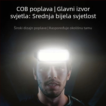 Čelna COB LED svjetiljka, 10W, 1200mAh, USB-C punjenje, vodootporna, domet 200–500 m
