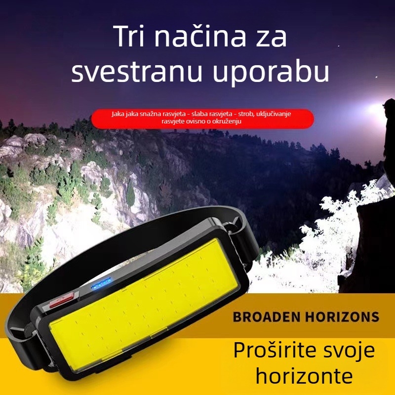 Čelna COB LED svjetiljka, 10W, 1200mAh, USB-C punjenje, vodootporna, domet 200–500 m
