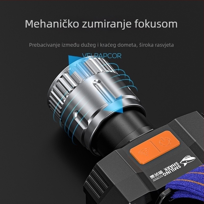Nova punjiva LED čelna svjetiljka s prepoznavanjem gesti, rudarsko svjetlo, baterija 800mAh, Type-C punjenje, domet 100–200 m