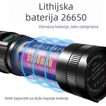 P50 Vanjska LED radna svjetiljka, 20W, Punjiva, teleskopski zoom, aluminijsko kućište, 4000mAh/2600mAh, domet 200–500 m