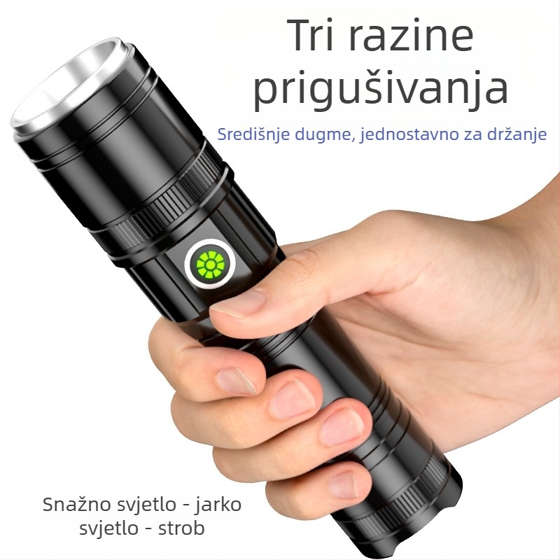P50 Vanjska LED radna svjetiljka, 20W, Punjiva, teleskopski zoom, aluminijsko kućište, 4000mAh/2600mAh, domet 200–500 m
