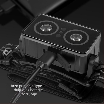 Čelna USB punjiva svjetiljka s XTE LED, 20W, domet 50–100 m