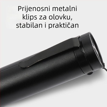 LED svjetiljka s COB bočnim svjetlom, aluminijska legura, 1500 lumena, punjiva uz punjač, 360° rotacija