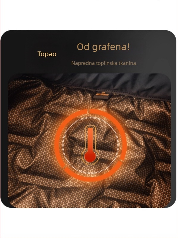 Zimska pamučna jakna s punjenjem od bijelog pačjeg pera, stojeći ovratnik, zip, jednobojna