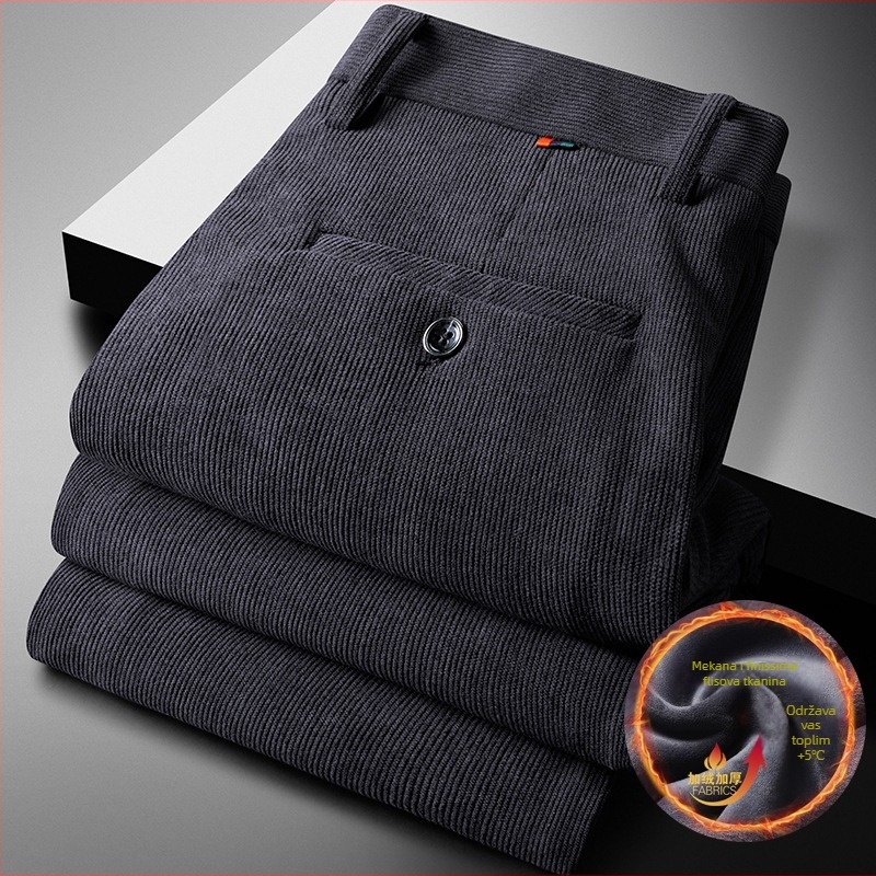 Muške hlače s labavim krojem, visokim strukom, zatvaračem, chenille tkanina, poliester 97%, jednobojne