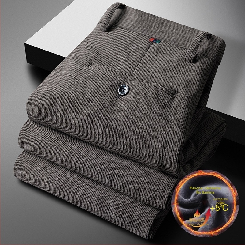 Muške hlače s labavim krojem, visokim strukom, zatvaračem, chenille tkanina, poliester 97%, jednobojne