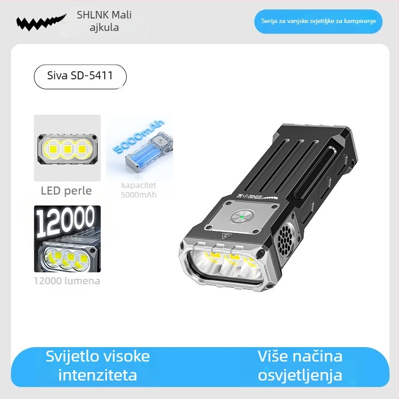 Ručna LED svjetiljka za vanjsku upotrebu, aluminijumsko kućište, punjiva, domet 100–200 m