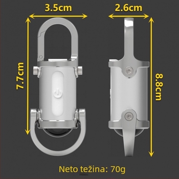 COB privjesak – mini radna svjetiljka USB punjiva aluminijska legura, 1200lm, 1000mAh, 60 min punjenja, snop 150°, model JELS-H