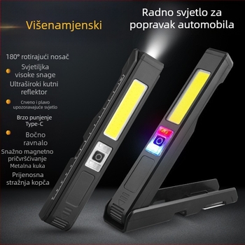 Prenosna COB LED radna svjetiljka s magnetskom kukom – prenosno svjetlo za kućnu održavanje i hitne situacije