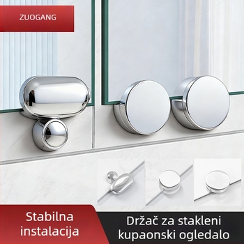 Klip za stakleno ogledalo, cinkova legura, elektroplatirano, zidni držač kupaonskog ogledala
