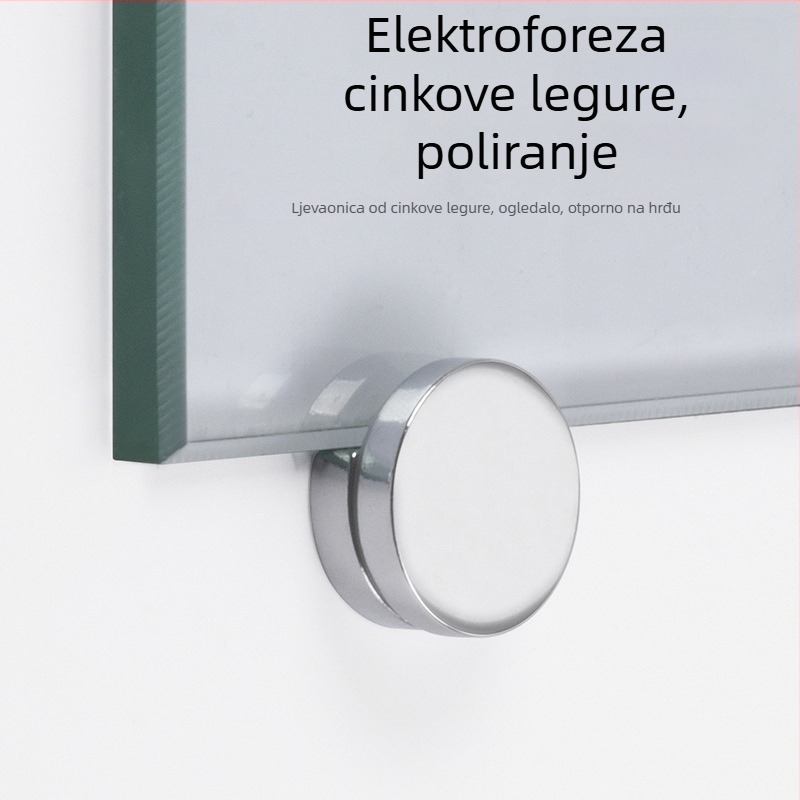 Klip za stakleno ogledalo, cinkova legura, elektroplatirano, zidni držač kupaonskog ogledala
